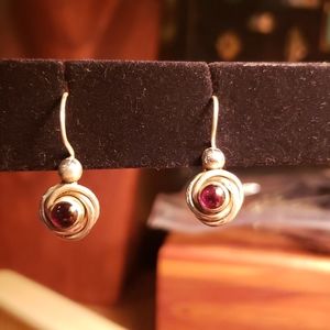 NWOT Sterling Silver Garnet Earrings